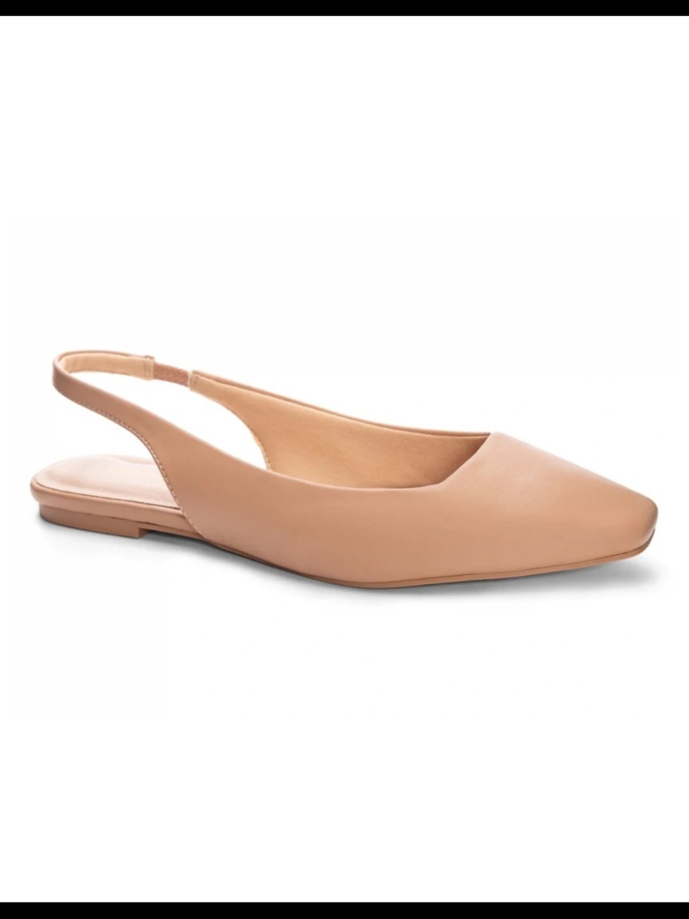Chinese Laundry Women’s Nude/Tan Slingback Squared-Toe Flats, 8.5